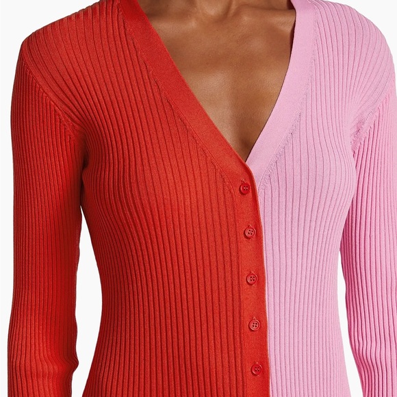 STAUD Red and Pink Long Sleeve Dress - Picture 2 of 8